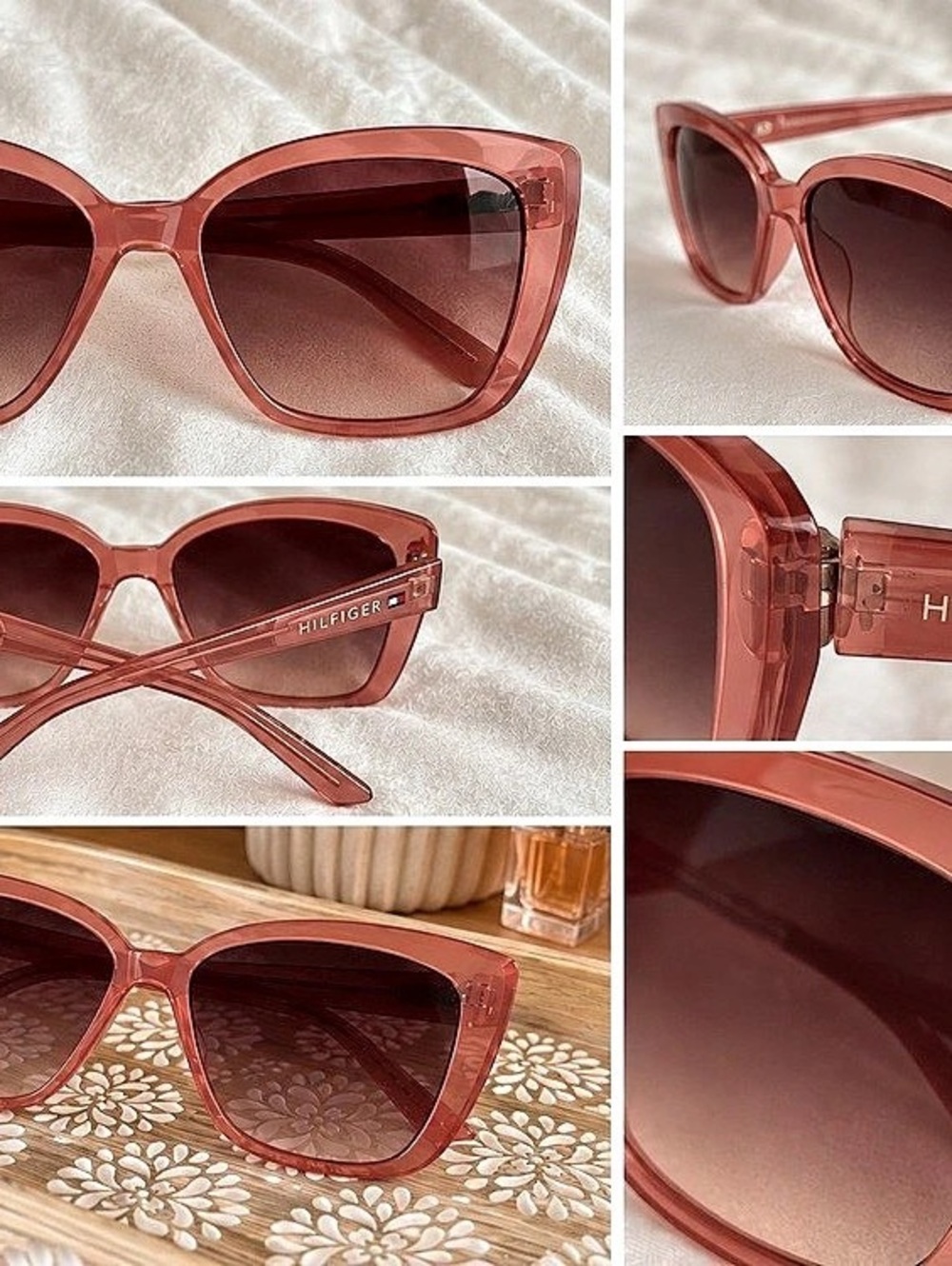 Tommy Hilfiger Women's Pink Oversized Square Sunglasses